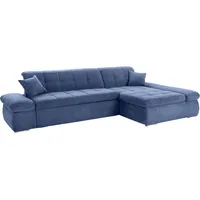 DOMO collection Ecksofa »Moric Luxus - B/T/H 300/172/80 cm, XXL-Format«, L-Form, 140kg Belastung/Sitz, in Cord, Chenille, Kunstleder blau