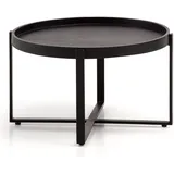 Wohnling Couchtisch Rund Schwarz Massivholz 60 x 60 x 35 cm