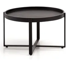 Wohnling Couchtisch Rund Schwarz Massivholz 60 x 60 x 35 cm