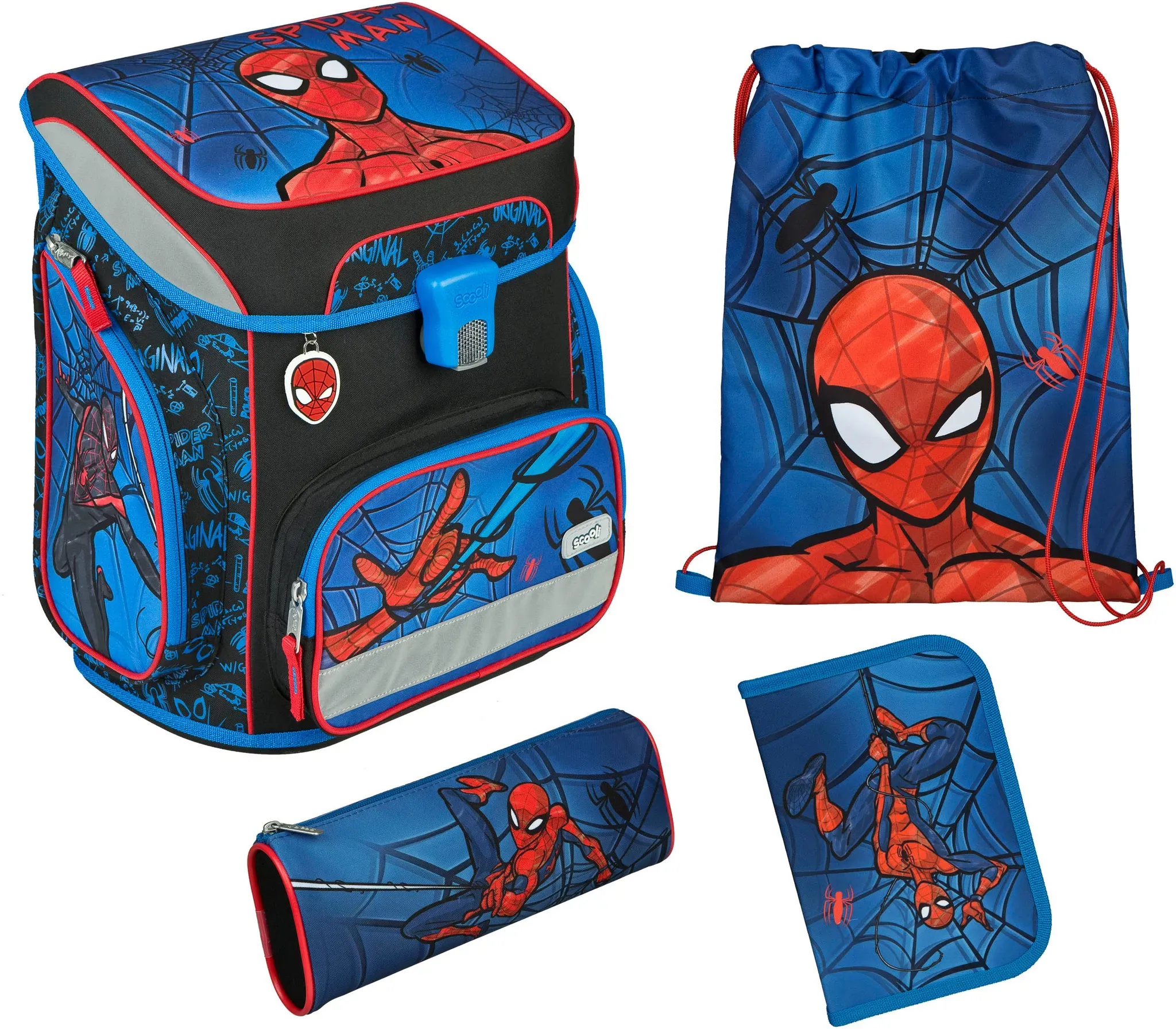 Schulranzen SCOOLI "EasyFit, Spider-Man", Kinder, Gr. B/H/T: 33cm x 36,5cm x 29cm, bunt (spider man), Polyester, Rucksäcke