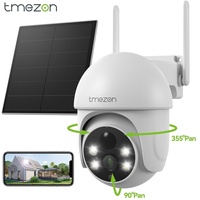 TMEZON HD Überwachungskamera Kamera Solar/Akku Kabellose WLAN Aussen 360°PTZ PIR