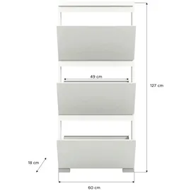 MID.YOU Shoelove 60 x 130 x 18 cm weiß / weiß