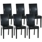 CLP Esszimmerstuhl Ina Kunstleder (6er Set), Holz, ohne Armlehnen schwarz