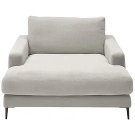 KAWOLA Relaxsessel CARA Feincord 75 x 90 x 200 cm Silber mit Kissen