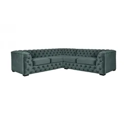 Chesterfield-Sofa "KALINA L-Form", blau (tinte), B:247cm H:67cm T:227cm, 100% Polyester, GUIDO MARIA KRETSCHMER HOME & LIVING, Sofas, hochwertige Chesterfield-Ausführung, sehr hochwertige Verarbeitung