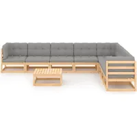 vidaXL Garten-Lounge-Set 9-tlg. grau