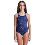 Arena Mädchen Girl's Galactic Pro Back One Piece Swimsuit, Navy-Blue River, 164