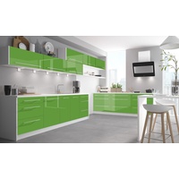 L-Form Küchenzeile BRERRA Küche 490cm weiß gelbgrün Hochglanz lackiert 62135452