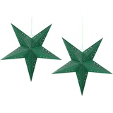 Beliani Weihnachtsdeko LED smaragdgrün Sternform mit Glitzer 60 cm 2er Set MOTTI