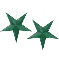 Beliani Weihnachtsdeko LED smaragdgrün Sternform mit Glitzer 60 cm 2er Set MOTTI