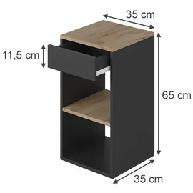 Vicco Nachttisch Dany, Anthrazit, 2er Set