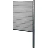 MCW WPC-Sichtschutz Savoie, Zaun Windschutz, Alu-Pfosten zum Einbetonieren ~ Erweiterungselement schmal, 95cm grau