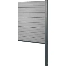 MCW WPC-Sichtschutz Savoie, Zaun Windschutz, Alu-Pfosten zum Einbetonieren ~ Erweiterungselement schmal, 95cm grau