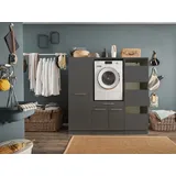 laundreezy Waschmaschinenschrank, Wäscheschrank und Mehrzweckschrank, Anthrazit - Waschmaschinen-Überbauschrank TÜV-Zertifiziert mit viel Stauraum - 167,5 x 162 x 67,5 cm (B/H/T)