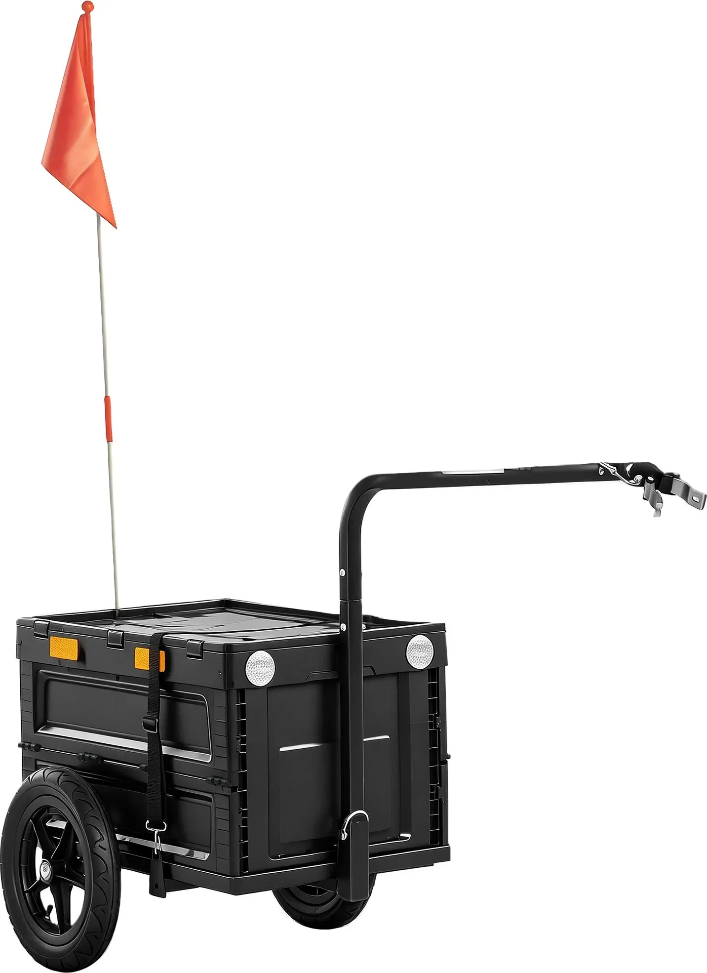 SPORTNOW Faltbarer Fahrradanhänger 65L mit Deckel, Schnellrädern, reflektierenden Aufklebern, Sicherheitsfahne, Tragtasche, max. Zuladung 30 kg   Aosom