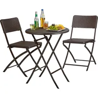 Relaxdays Sitzgruppe, braun Kunststoff, Metall, 3-teilig