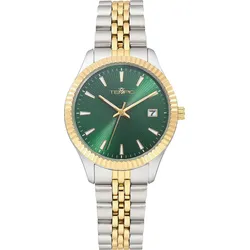 Quarzuhr TEMPIC, silber (silberfarben, goldfarben, grün), Armbanduhren, Damen, Armbanduhr, Damenuhr, Edelstahlarmband, analog, Tag