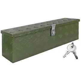 Trucky Deichselbox Grün Werkzeugkasten Truckbox Alu Box Anhänger Kiste mit Deckel Abschließbar Alubox Transportbox Werkzeugbox Aluminium Aufbewahrungsbox D035