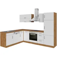 HELD Küchenzeile »Hamburg«, mit Elektrogeräten (210/270 cm, wotaneiche/ melamin weiß)