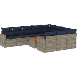 vidaXL Gartensofa-Set 11-tlg. grau Polyrattan