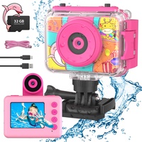 CHAKEYAKE Kinderkamera, 20MP 1080P HD Kinder Kamera Unterwasser, Digitalkamera Unterwasserkamera Kinder mit 180°Flip Len Selfie Kamera, Videokamera fotoapparat kinder mit 2,0” Bildschirm 32GB SD-Karte