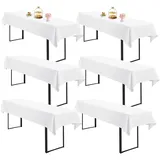 Teruntrue Biertisch Tischdecke 6er Set Weiß 260x110 cm Rechteckig Tischdecke Bierzeltgarnitur Waschbar Polyester Universell für 50 und 70 cm Biergarnituren Bierfest