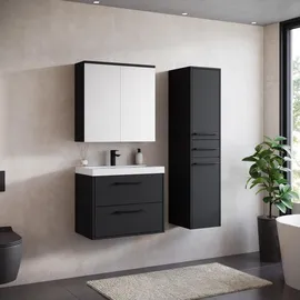 Badplaats Badezimmerschrank Florence mit 2 Türen Schwarz Matt - 30 x 35 x 130 cm