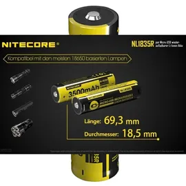 Nitecore Li-Ion Akku 18650 3500mAh - Für E-Zigaretten z.b. Eleaf iStick Pico TC,