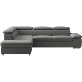sit&more Ecksofa SIT & MORE "Valentine L-Form, B: 272 cm", grau (dunkelgrau), B:272cm H:73cm T:226cm, 100% Polyester;Luxus-Kunstleder/Struktur (88% Polyester, 12% Polyamid), Sofas, Ecksofa, mit Arm- & Kopfteilverstellung, optional mit Bettfunktion, Topseller