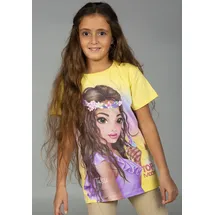 TopModel Kurzarmshirt TOPMODEL "TOPModel", Mädchen, Gr. 164, gelb (sunshine), Jersey, Obermaterial: 100% Baumwolle, Basic, regular fit hüftbedeckend, Rundhals, abgesteppte Kante, Shirts, mit tollem TOP Model Frontmotiv