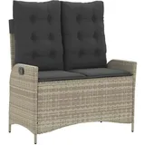 vidaXL Gartenbank Verstellbar mit Kissen Hellgrau Poly Rattan