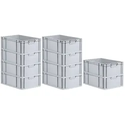 PROREGAL 10x Eurobox NextGen Grip | HxBxT 22x40x60cm | 44 Liter | Griffe geschlossen | Verstärkter Boden | Eurobehälter
