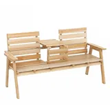 KOMFOTTEU Gartenbank Balkonbank, mit klappbarem Tisch, bis 320 kg belastbar beige