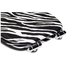 Sanilo WC Sitz mit Absenkautomatik Zebra Look, Hochwertiger und Stabiler Toilettendeckel aus Holz