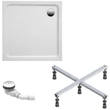 Schulte Duschwanne Adria 90x90 Cm - Komplett Set Mit Fußgestell Und Ablaufgarnitur - Hochwertiges Sanitäracryl In Weiß Glänzend