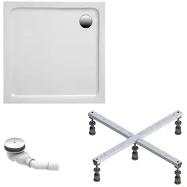 Schulte Duschwanne Adria 90x90 Cm - Komplett Set Mit Fußgestell Und Ablaufgarnitur - Hochwertiges Sanitäracryl In Weiß Glänzend