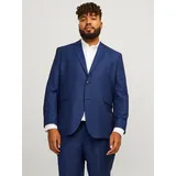 Jack & Jones PlusSize Sakko "JPRSOLARIS BLAZER NOOS PLS", Herren, Gr. 66, blau (medieval blau), Web, Obermaterial: 59% Polyester, 24% Wolle, 16% Viskose, 1% Elasthan, JACK & JONES PLUSSIZE, unifarben, slim fit, Sakkos Sakko