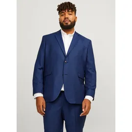 Jack & Jones PlusSize Sakko "JPRSOLARIS BLAZER NOOS PLS", Herren, Gr. 66, blau (medieval blau), Web, Obermaterial: 59% Polyester, 24% Wolle, 16% Viskose, 1% Elasthan, JACK & JONES PLUSSIZE, unifarben, slim fit, Sakkos Sakko