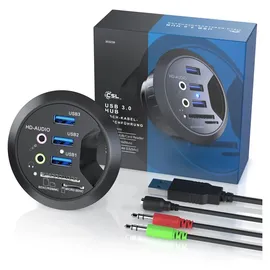 CSL Tisch USB Hub mit Kartenleser & Aux Anschluss 3x USB 3.2 Gen1/ 2x 3,5mm Klinke / microSD + SDXC