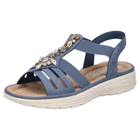 Rieker Sandale, Sommerschuh, Riemchensandalette, Schmuckverzierung, Gummizüge Rieker hellblau