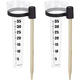 JIRVEX Regenmesser 2er Set für Garten mit Erdspieß Niederschlagsmesser mit Skala bis 35 mm