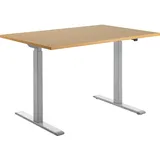 TOPSTAR E-Table elektrisch höhenverstellbarer Schreibtisch buche rechteckig, T-Fuß-Gestell grau 120,0 x 80,0 cm