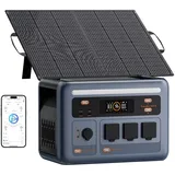 OSCAL PowerMax 1800SE Tragbare Powerstation mit 100W Solarpanel, 3x230V AC Outputs 1800W, 1024Wh LiFePO4 Batterie, 0-80% in 45 Mins, 11 Anschlüsse, Solargenerator für Notfälle, Outdoors, Camping