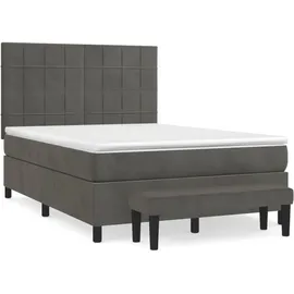 vidaXL Boxspringbett 140 x 200 cm Dunkelgrau