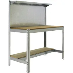 SimonRack Arbeitsbank ohne Schrauben mit BT3 -Holzschalen. Galva Farbe/Holz 1445x1210x610 mm