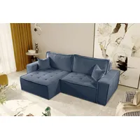Fun Möbel Ecksofa Schlafsofa FLOSI Stoff Raven, inkl. Schlaffunktion, inkl. Bettkasten blau