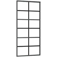 VidaXL ESG-Glas Schiebetür links 90 x 205 cm Schwarz