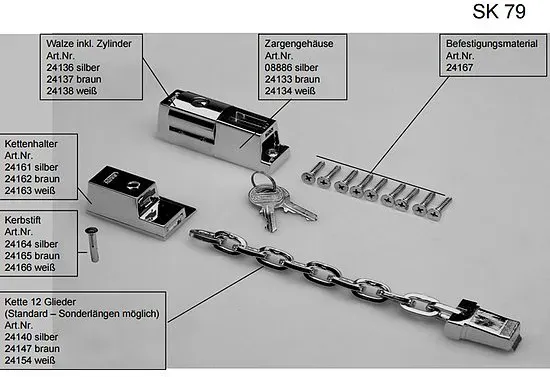 Ersatzteile für Türkette Abus SK79 (Ersatzteil: Befestigungsmaterial Nr. 24139)