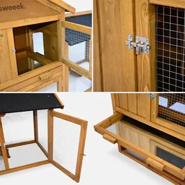 sweeek Kaninchenstall HOTOT 4 Kaninchen 120 x 60 x 80 cm Holzfarben