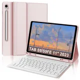 IVEOPPE Tastatur für Samsung Galaxy Tab S9FE/S10FE 10.9", Hülle Tastatur Galaxy Tab S9/S10FE 2025, Magnetisch Abnehmbarer mit QWERTZ Keyboard für Samsung S10FE/S9FE/S9 10.9 Zoll 2025, Rosa